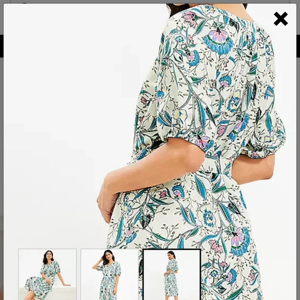 Loft‎ puff sleeve v neck floral midi. Wornnonce